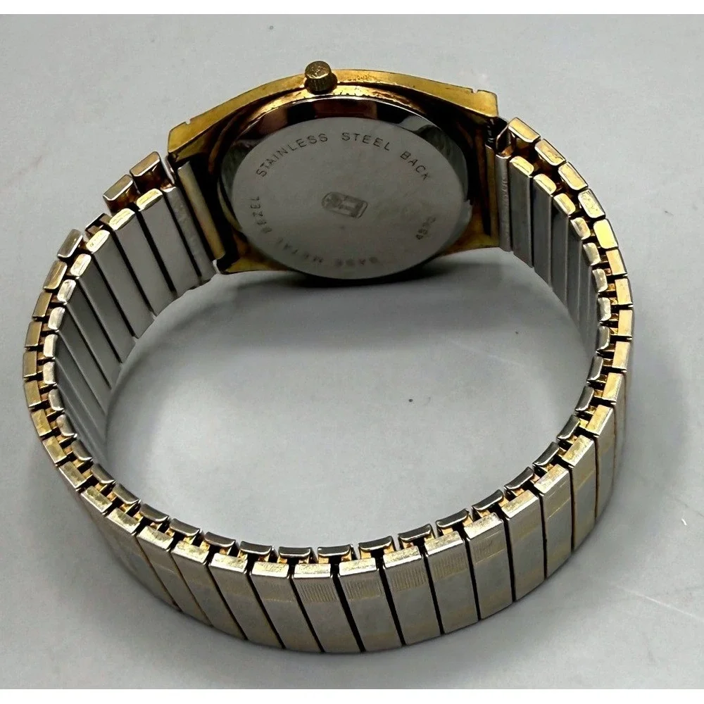 Jules Jurgensen 4530 Quartz Watch Gold Tone 2 Tone Expansion Band Date White